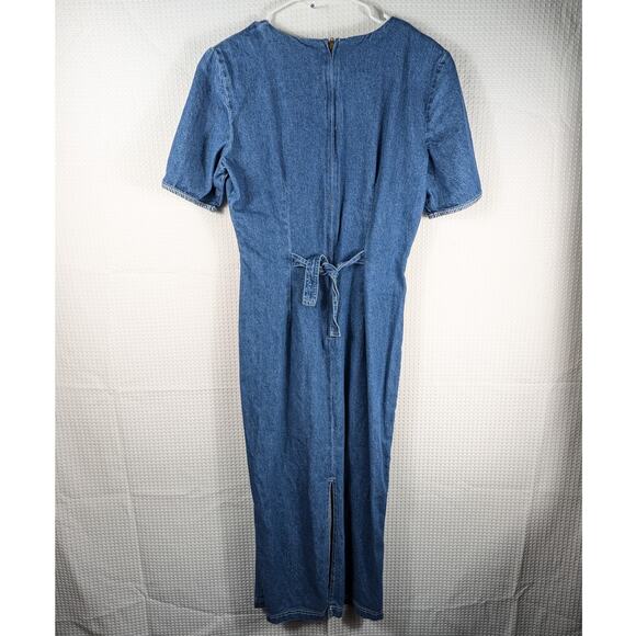Miss Daisy 6 Made in USA Denim Dress Blue Button Waist 80s Vintage Cotton Midi - Picture 5 of 5